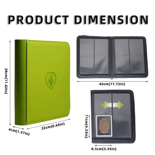 Imagen 2 del producto Tiene 160 tarjetas | Carpeta de tarjetas coleccionables para tarjetas de 3”×4” |   Álbum de doble cara de 4 bolsillos | Carpeta de cuero PU con cremallera para tarjetas TCG/deporte