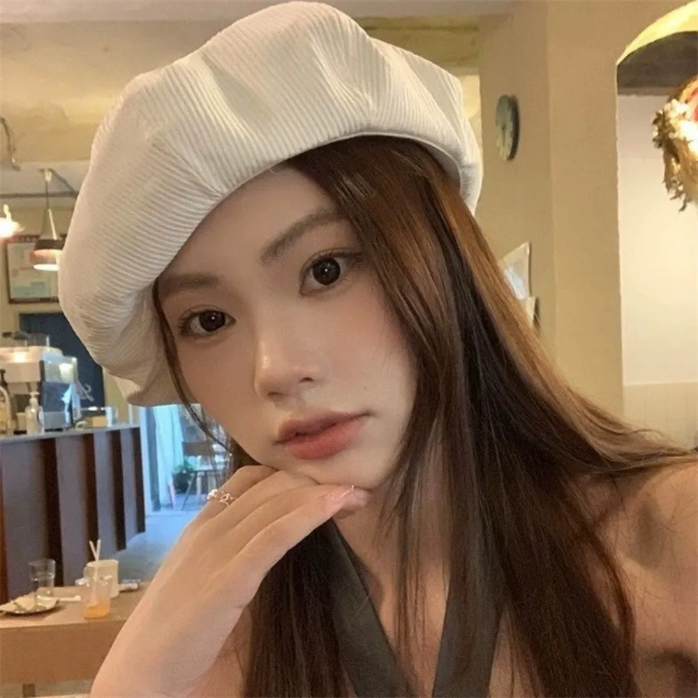 Korean Style Retro Beret Hat Versatile Artistic Painter Hat Warm Adjustable Corduroy Hat Autumn Winter