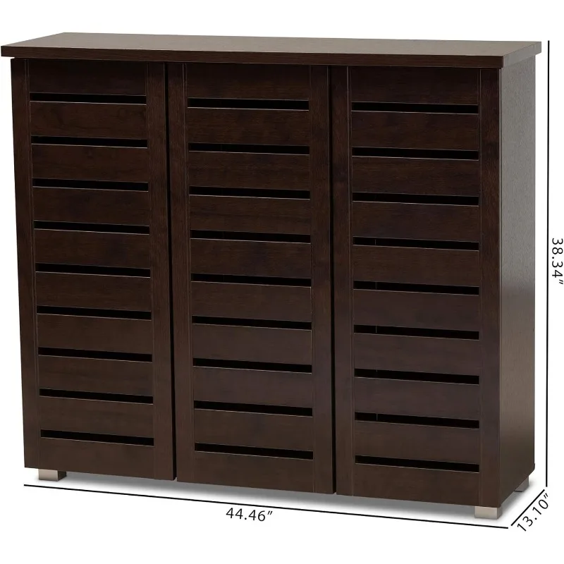 Adalwin 3-Door Shoe Storage Cabinet, Dark Brown (118-6517-HiT)