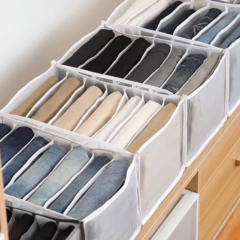 7 Grids Closet Clothes Storage Boxes Foldable Jeans Pants Storage Box Cabinet Drawer Organizer Wardrobe Underwear Socks Organize