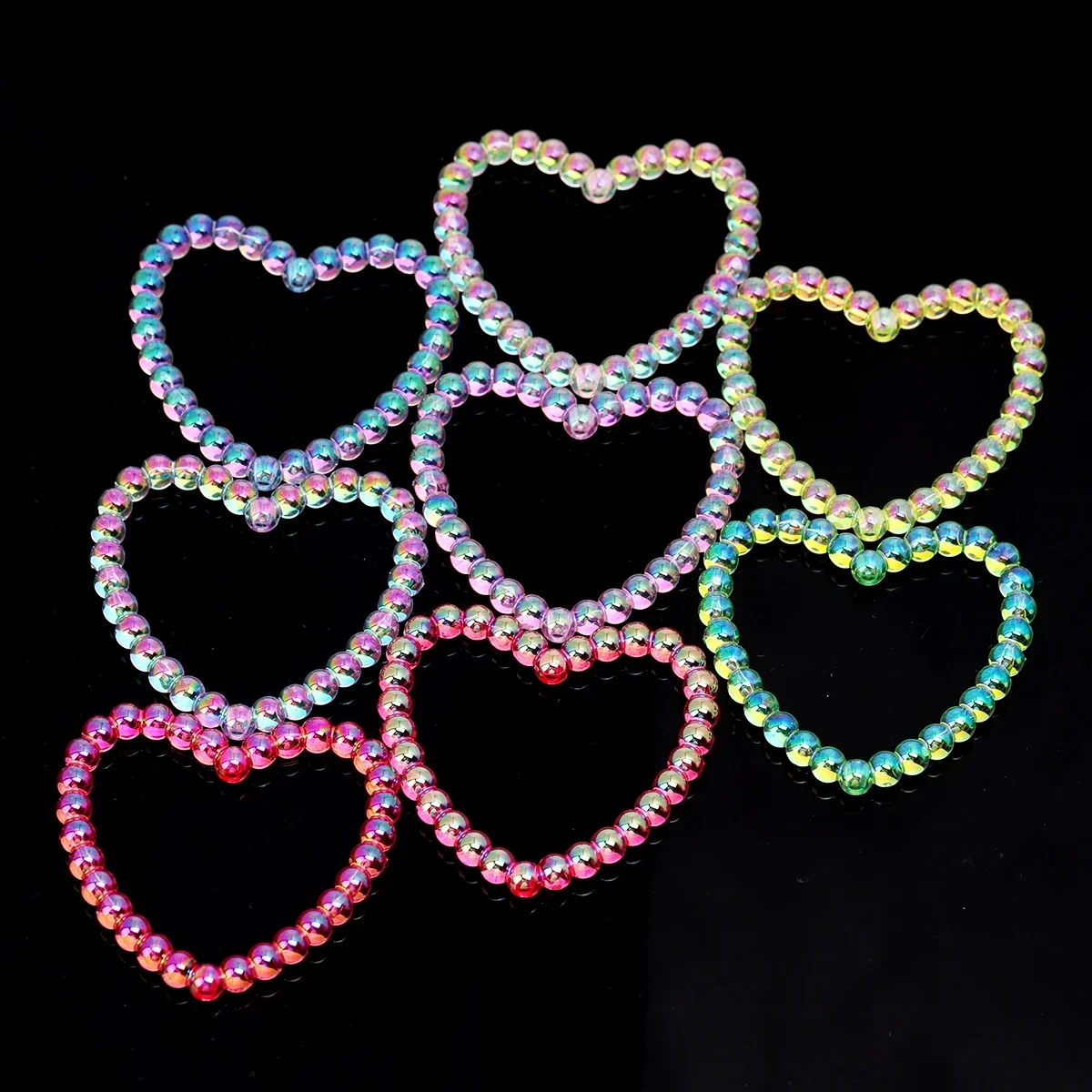 6pcs Random Color 4.8x4.4cm Transparent Heart Frame Acrylic Beads for DIY Necklace Bracelet Jewelry Decoration Craft Supplies