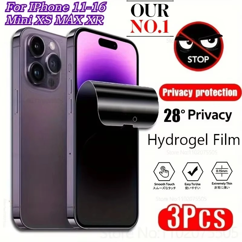 1-3PCS Volle Abdeckung Privatsphäre Hydrogel Film Screen Protectors Für iPhone 16 Pro Max 17 16 15 14 13 12 X XS 11 XS Max XR Air Anti-Spy