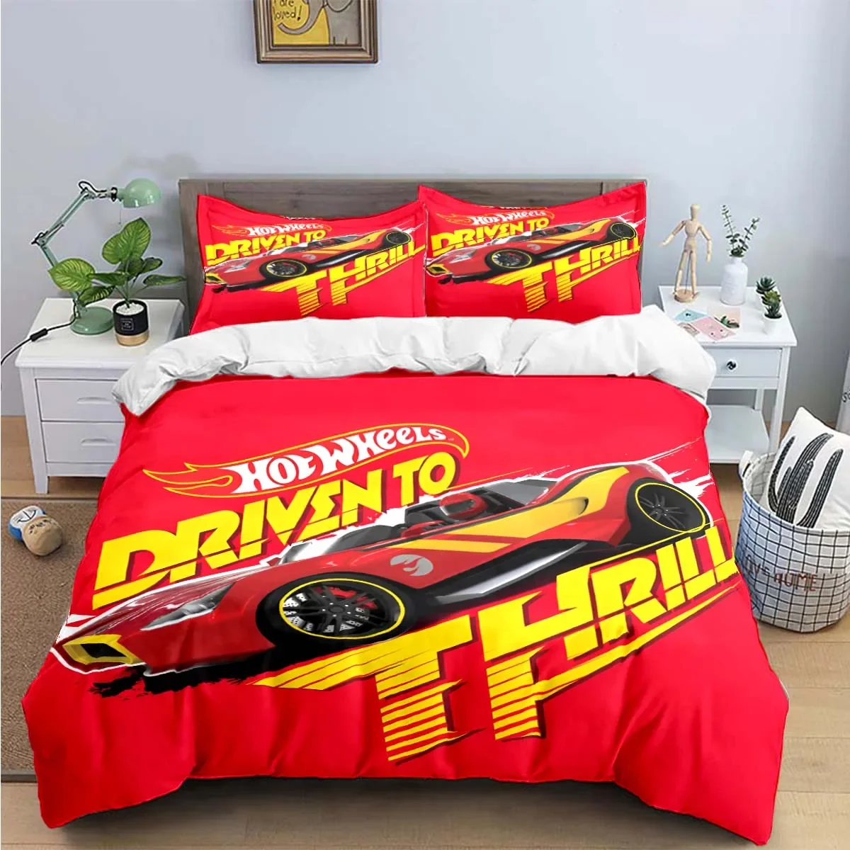 3D Fashion Cartoon Hot W-Wheels Print Bedding Sets Bed Supplies Set Duvet Cover Bed Comforter Set Bedding Set Luxury Gift