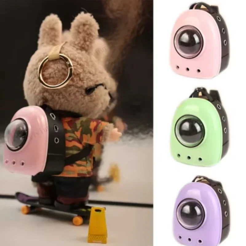 Para 17cm labubu outfits casa de boneca simulação mini animal de estimação gato espaço mochila cena ornamento bonecas acessórios diy boneca brinquedos