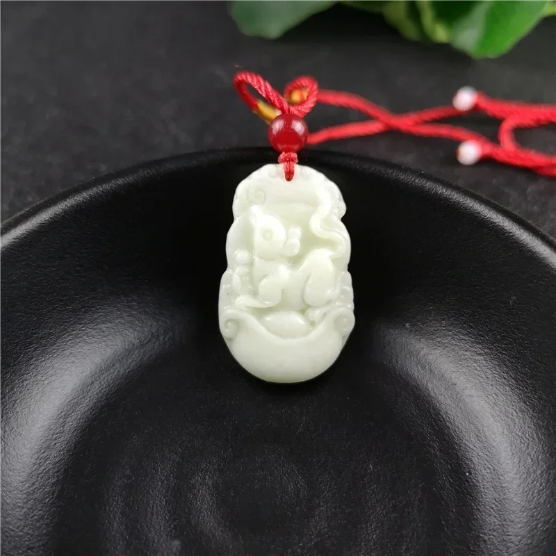 Chinese Zodiac Gesneden Jade Hanger Ketting Charm Sieraden Mode Vrouwen Accessoires Geluk Amulet Geschenken