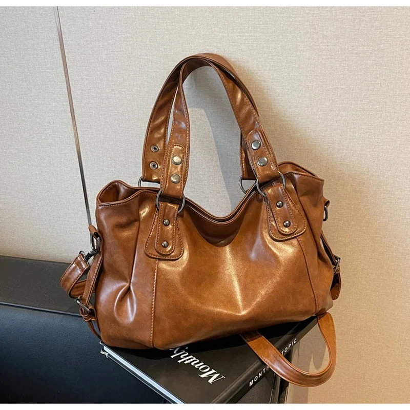 Women's Retro Casual Shoulder Bag High-end Sense Niche Diagonal Cross Tote Bag Versatile Commuting Large Capacity Handbag