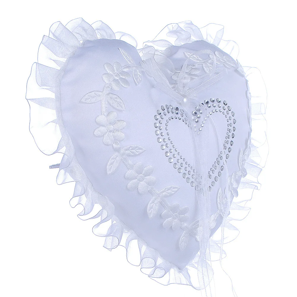 Heart shaped Wedding Ring Box with White Lace Edge Ring Pillow European and American Ring Box Wedding Supplies