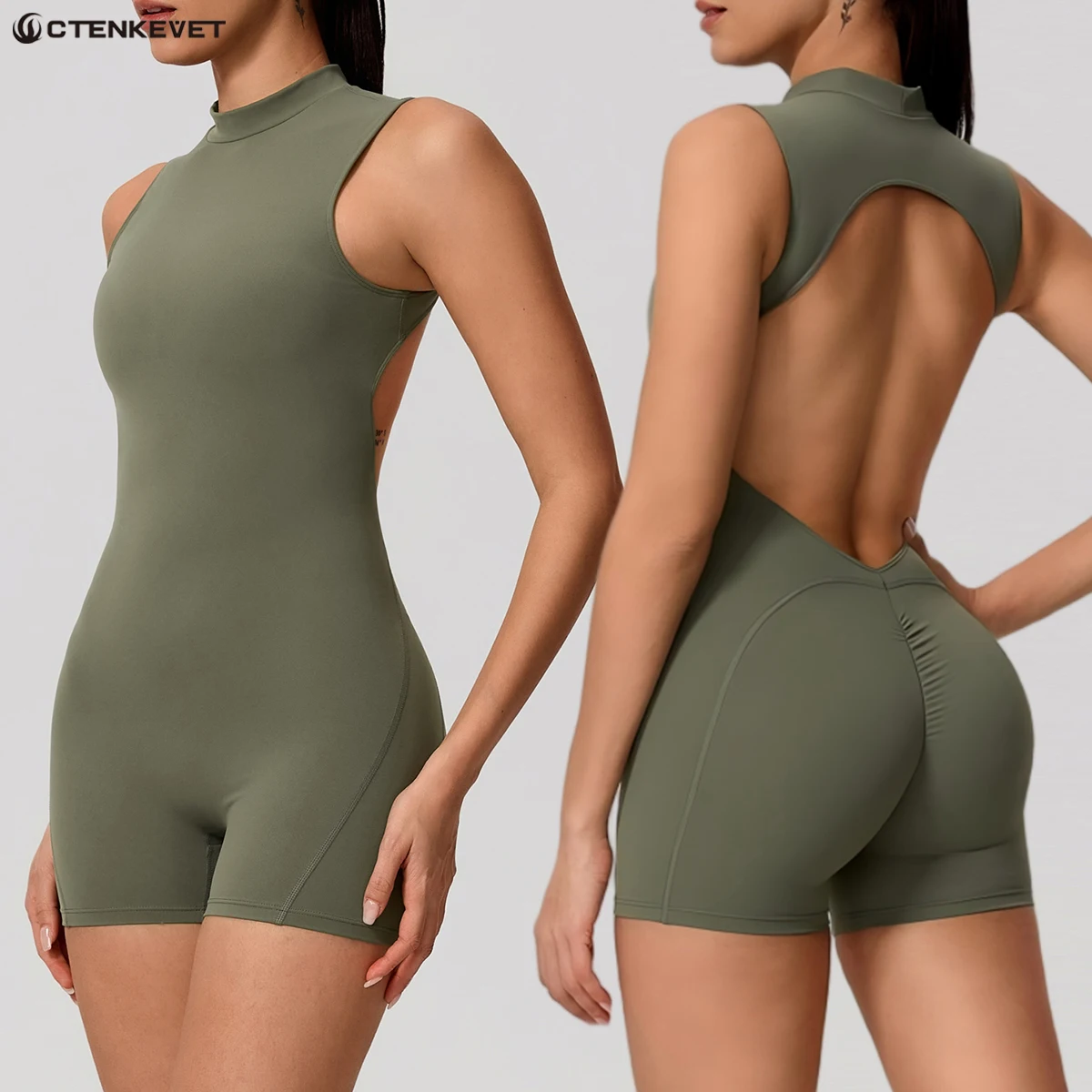 New Summer Women's Sleeveless Back Hollow Jumpsuit Female Sports Suit Fitness Yoga Clothing Peach Hipo Gym Overalls 1 Pcs