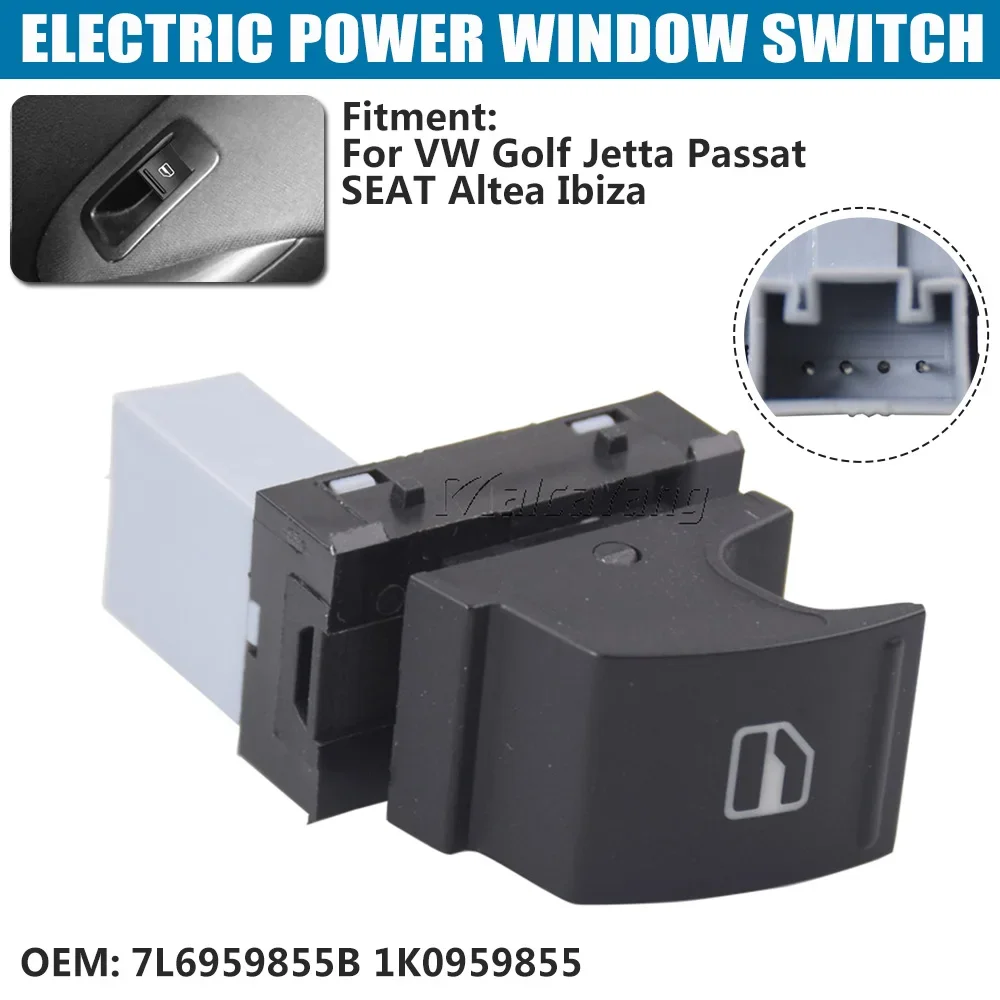 New 7L6959855B Electric Passenger Window Power Switch for VW Golf Jetta CC Tiguan SEAT Altea 3 Pins