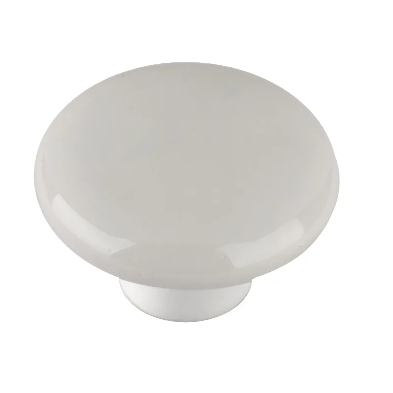 34mm Diameter Cabinet Knob Ceramic White with 2 Screws 2 Pieces