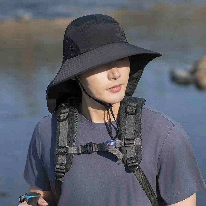 Wide Brim Sun Hat with Neck Flap New for men women Adjustable Outdoor 50+UPF Protection Safari Cap Hiking Fishing Breathable Hat image 6