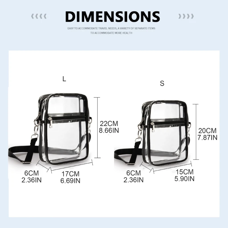 Clear Crossbody Shoulder Bag Transparent Purse Suitable for Work Travel Workout Concert Sporting Events