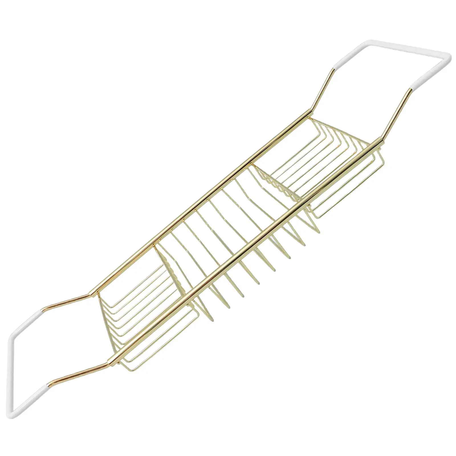 Telescopic AntiSlip Storage Rack Bathtub Stainless Steel Organizer Tray Retractable Shelf Golden MultiFunction Bathroom