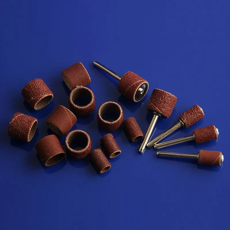 100pcs 8mm 15mm Dremel Accessories Router Bits Sandpaper Ring Grinding Head Sand Paper Roll Metal Rust Cleaning Wood Polishing