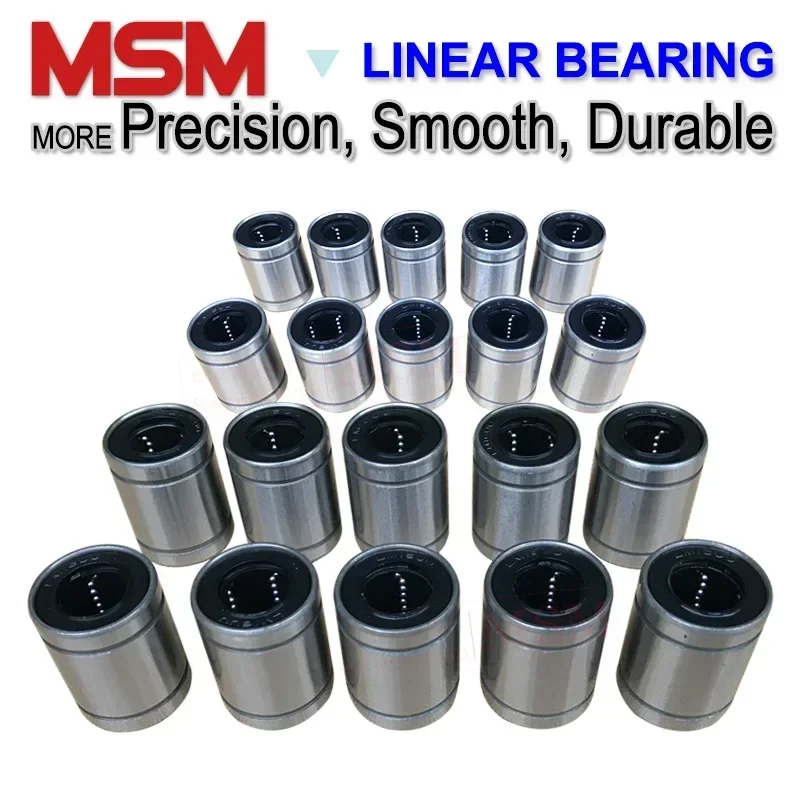 10pcs MSM Linear Bearings LM3 LM4 LM5UU LM6UU LM8UU LM8SUU LM10UU LM12UU LM13UU LM16UU LM20UU Shaft Bushing 8mm 3D Printer Parts