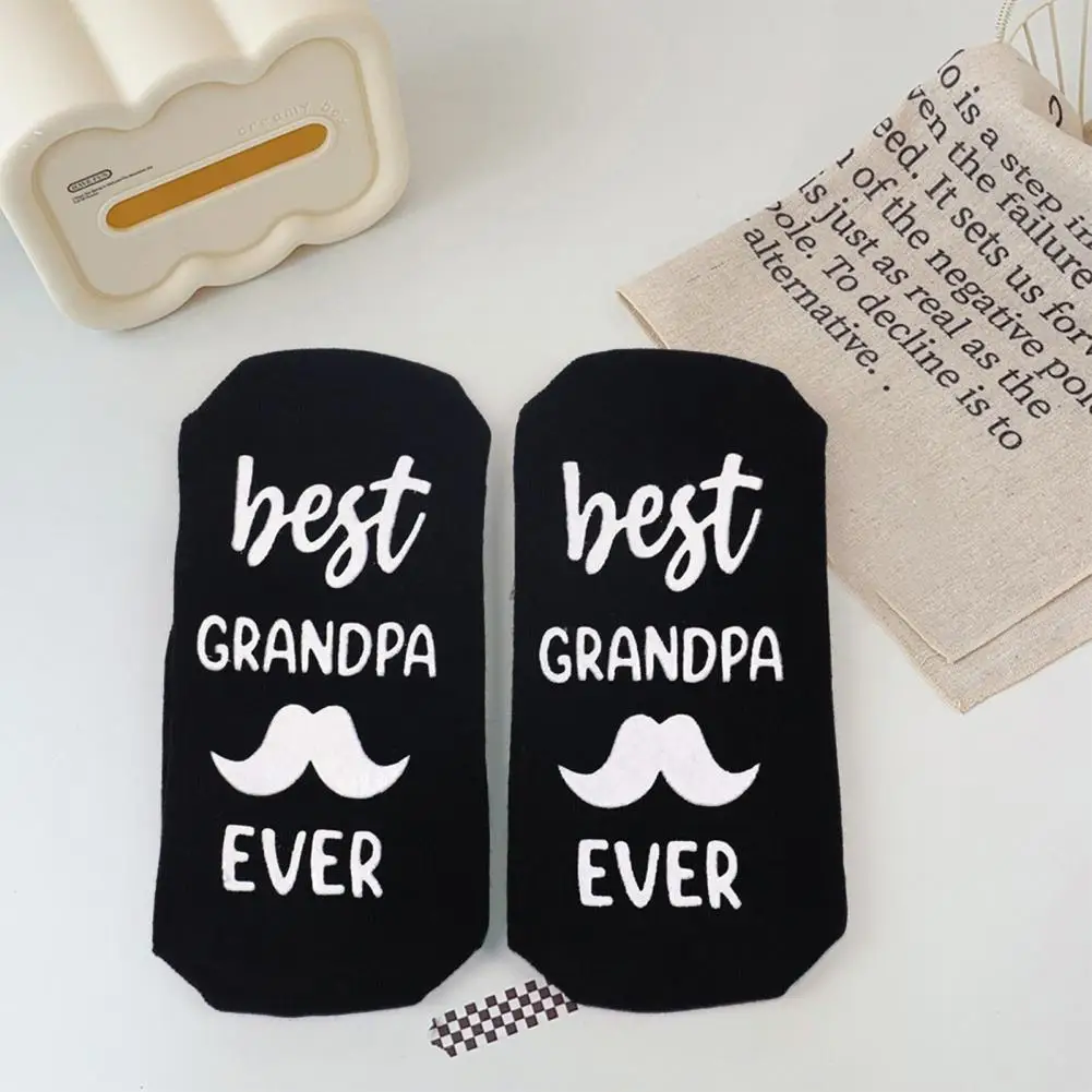 Men Women Floor Socks Fun Gift Socks Grandpa Ever Socks Fun Mid-tube Anti-slip Cotton Socks for Men Women Father's Day Easter