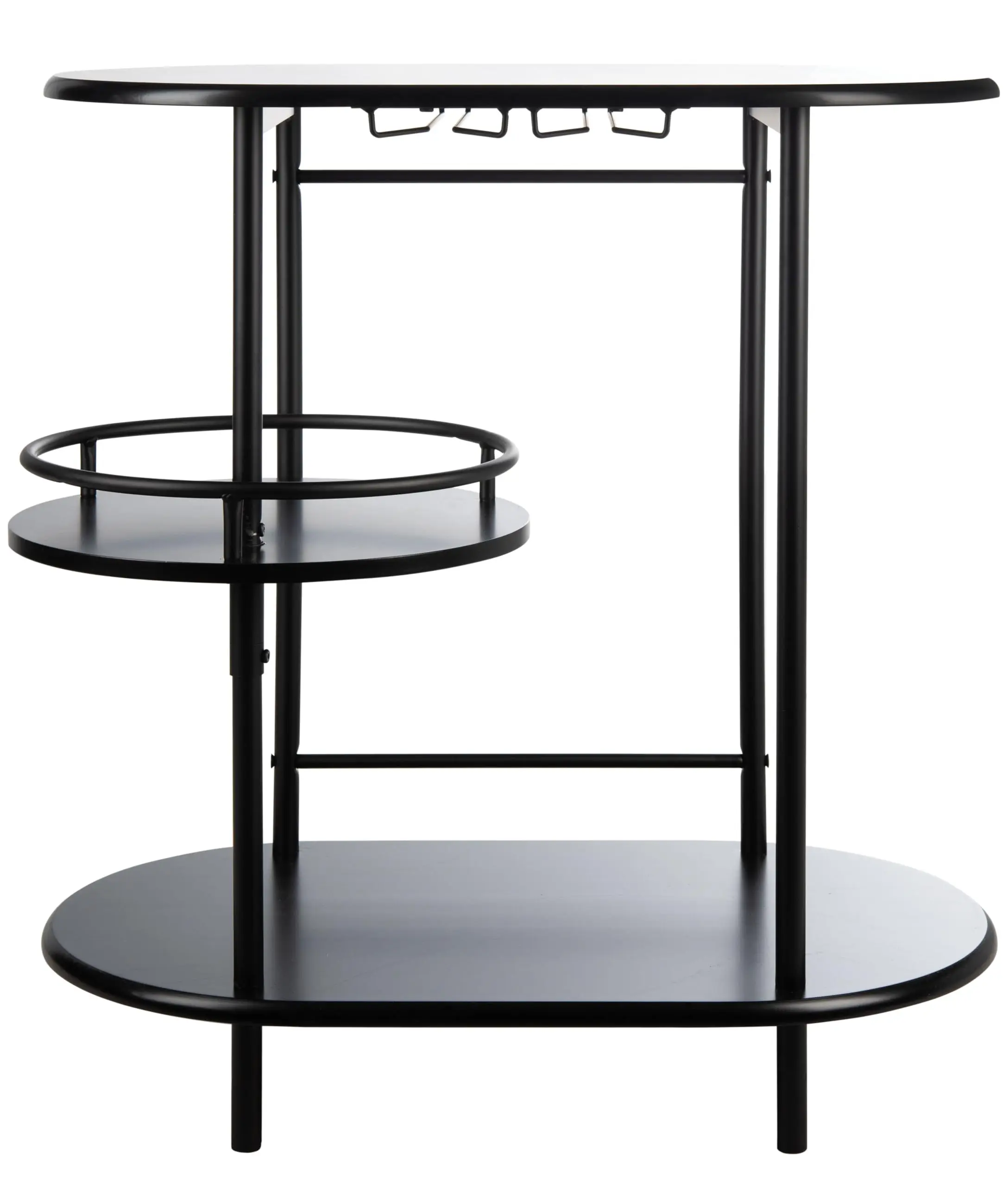

3-Tier Swivel Stemware Rack Bar Table With Hanging Wine Glass Holder