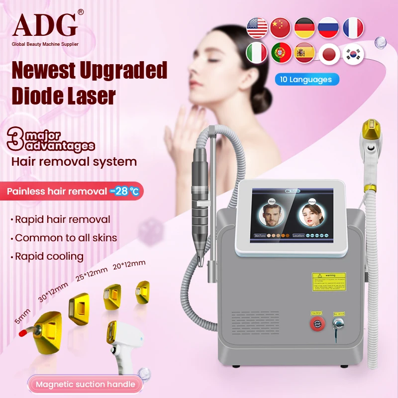 Multifunctional 2-in-1 Diode Laser 755 1064 808 nm Hair Removal Laser Nd Yag Laser Tattoo Removal Carbon Peel Laser Machine