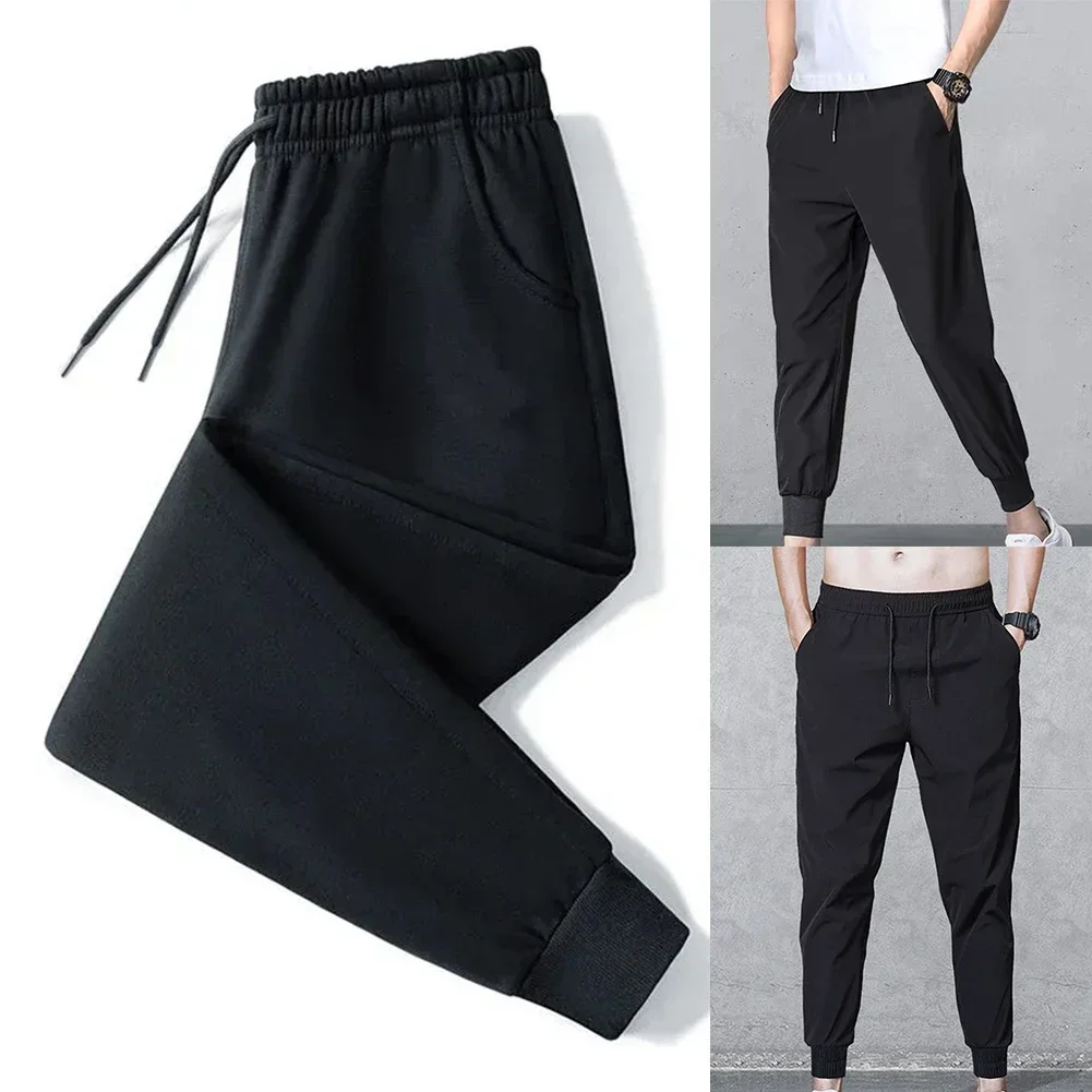 Moda hombre pantalones con cordón de secado rápido verano deportes Jogger Cargo pantalones de chándal ropa de calle pantalones para hombres ropa