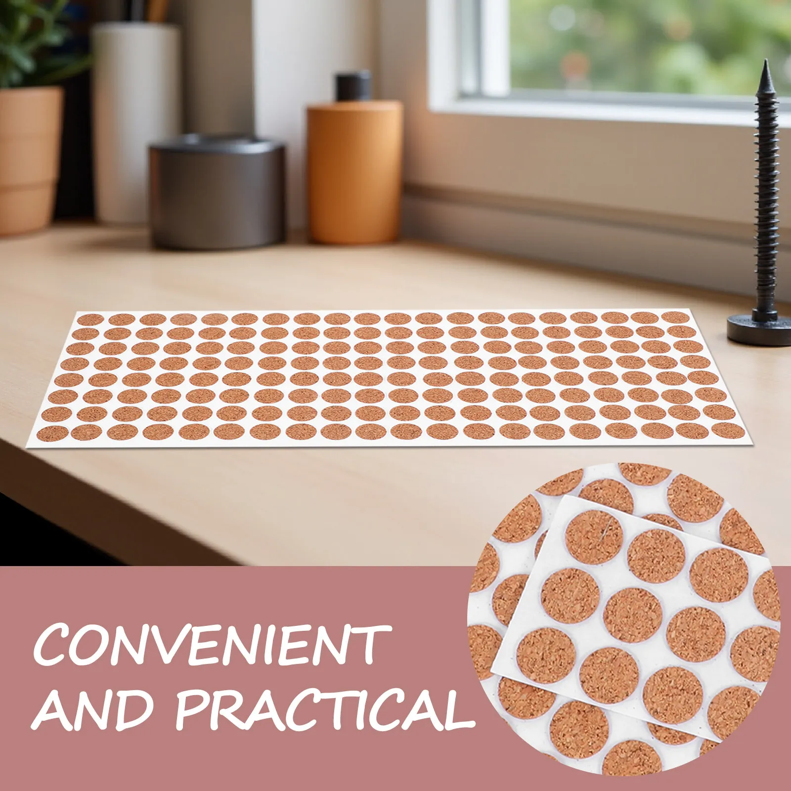 500Pcs Softwood Anti-Slip Pads 15Mm Round Cork Stickers for Table Lamps Plant Pots Non-Slip Floor Protector Shock Absorbing Pads