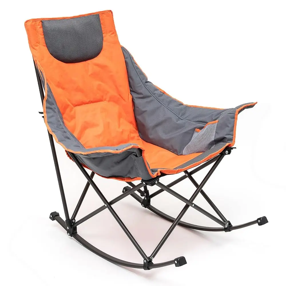 

Oversized Rocamping Chair, Fully Padded Patio Chair With Side Pocket, High Ba Portable Lawn Recliner With Headrest, Outdoor