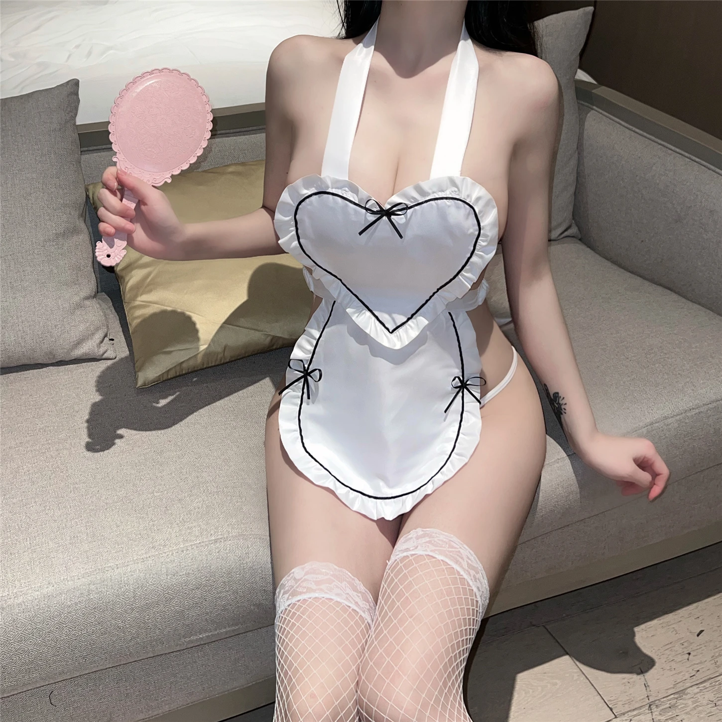 

Эротическое белье, сексуальное платье горничной, горячий фартук, ролевая горничная, страстное, не нужно снимать униформу.