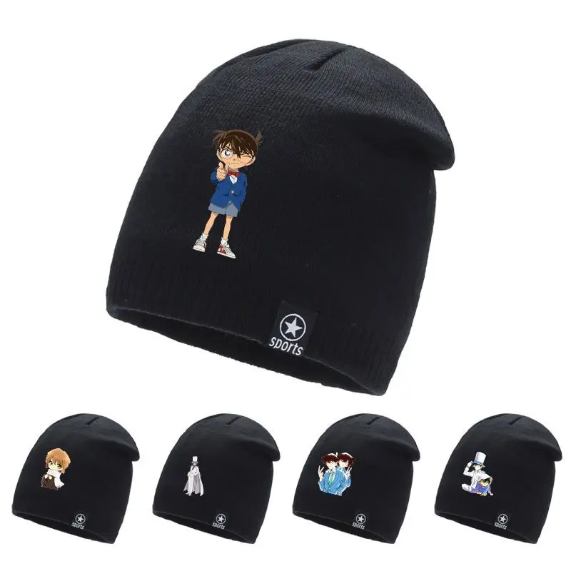 

Kawaii Conan anime cartoon cute innovative knitted hat for women and men beautiful warm beanie autumn outdoor sports hat gift