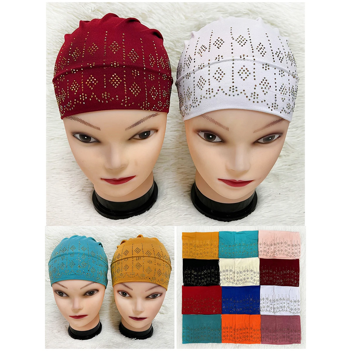 

Wholesale High Quality New Elegant Turban Hats Women Cap Beaded For India Scarfs Head Wrap Headband Girl Hair Accessories Lady