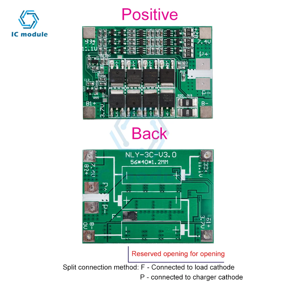 Battery Protection Board BMS 3S 12V 40A Lithium Battery Charger Protection Board BMS PCB Board with Balance Charging