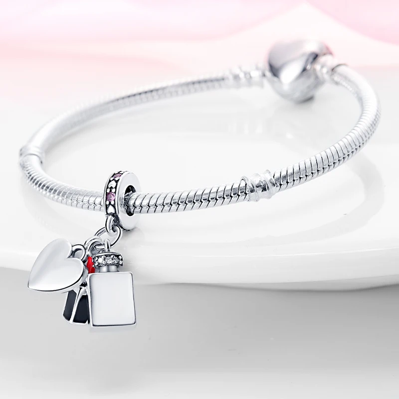 سحر الأصلي 925 فضة أحمر الشفاه العطور قلادة الخرز صالح سوار Diy غرامة هدية المرأة حساسة مجوهرات الإكسسوار