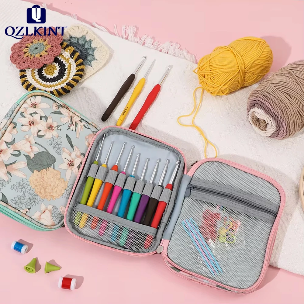 

Crochet Hook Set Ergonomic Grip Bamboo Set of knitting hooks High Quality Lace Knitting Needles DIY Sewing Needles Kit With Bag