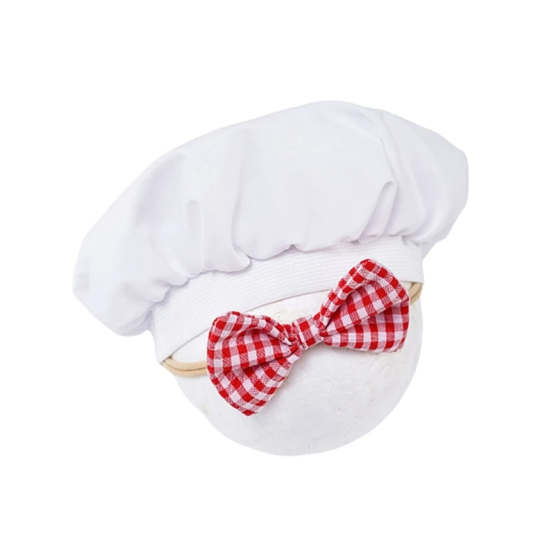 B2EB Adorable Newborns Photography Props Cook Themed Strap Pants and Hat Set with Baby Bowtie for Unforgettable Photoshoots