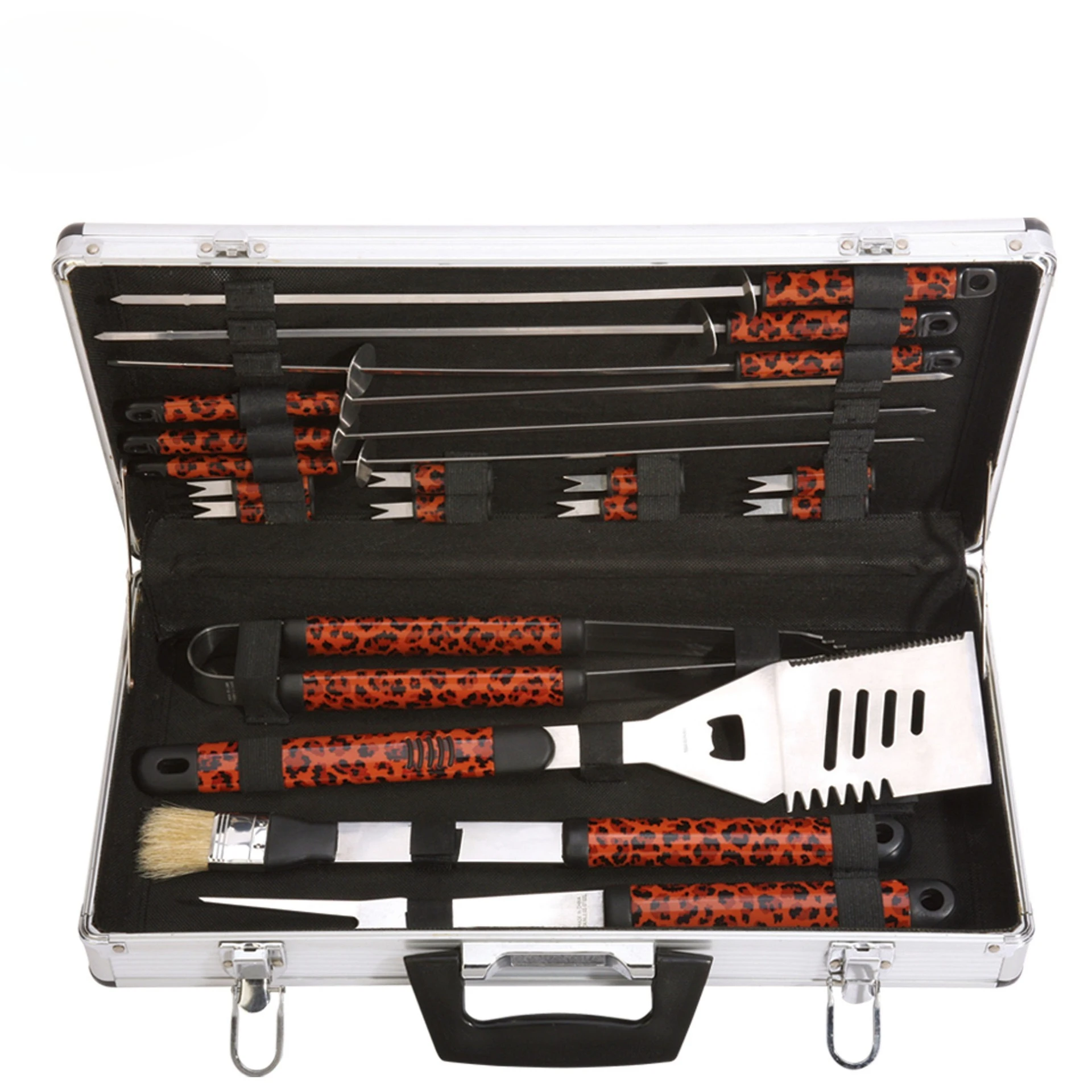 

Supplies outdoor barbecue tools, stainless steel grilling utensils 18-piece sets, aluminum box sets