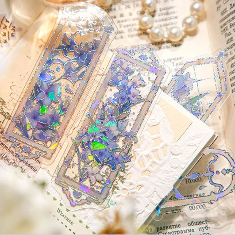 

10Pcs European-style Aesthetic Laser Gold Staming PVC Bookmark Student Stationery Book Reading Accessories Art Gift for Teachers