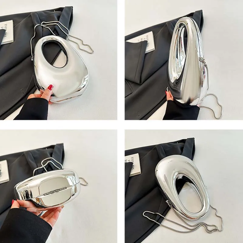 Plated Acrylic Transparent Shell Shape Clutch Handbag for Women Designer Wedding Party Purse 2024 Trendy Shoulder Messenger Bags