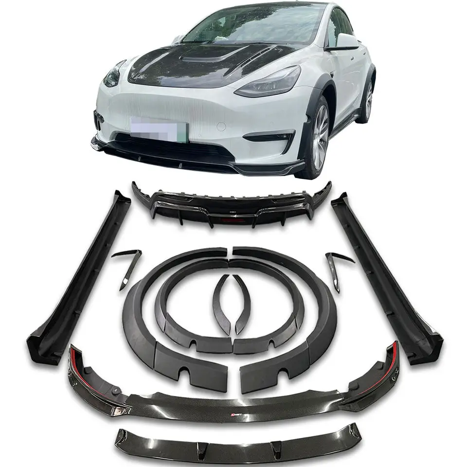 Carbon Fiber Car Body Kit for Tesla Model Y Bodykit Front Lip Side Skirts Rear Diffuser Spoiler