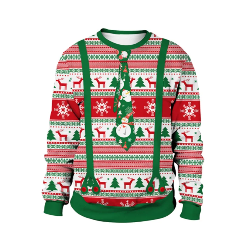 Christmas 2024 new printing round neck pullover sweater men and women lovers Ugly Christmas Sweater Autumn Winter Blouses