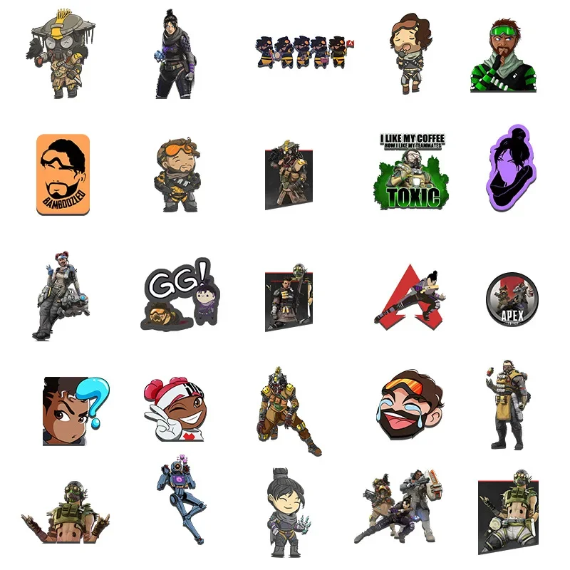 10/30/50PCS Game Apex Legends Stationery Stickers Graffiti for Kid Skataboard Suitcase Motorcycler Room Cartoon Utility Decals