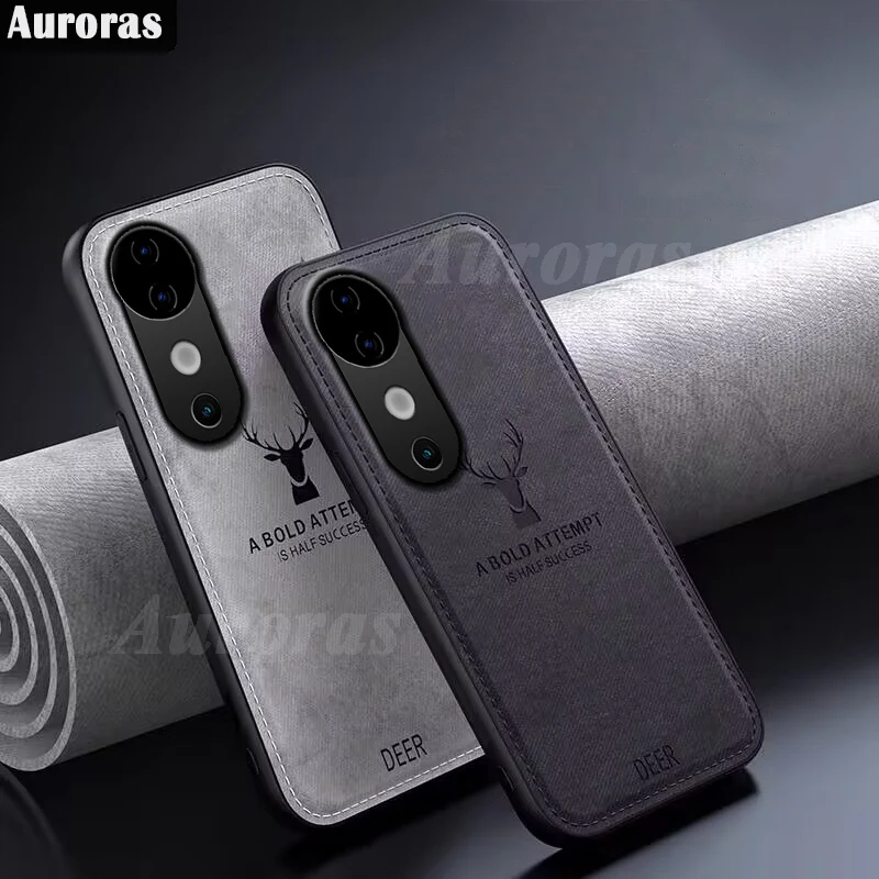 Auroras Case For VIVO V40 Pro 5G Luxuy Brand Cloth Texture Deer Soft Cloth Case For VIVO V40 Lite Elk Back Cover