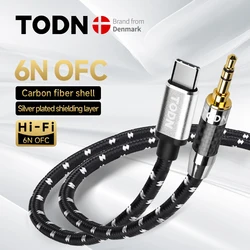 TODN type c to 3.5 mm jack aux audio usb c  dac cable silver usb 32bits/384khz Suitable for car，xiaomi, earphones, speaker