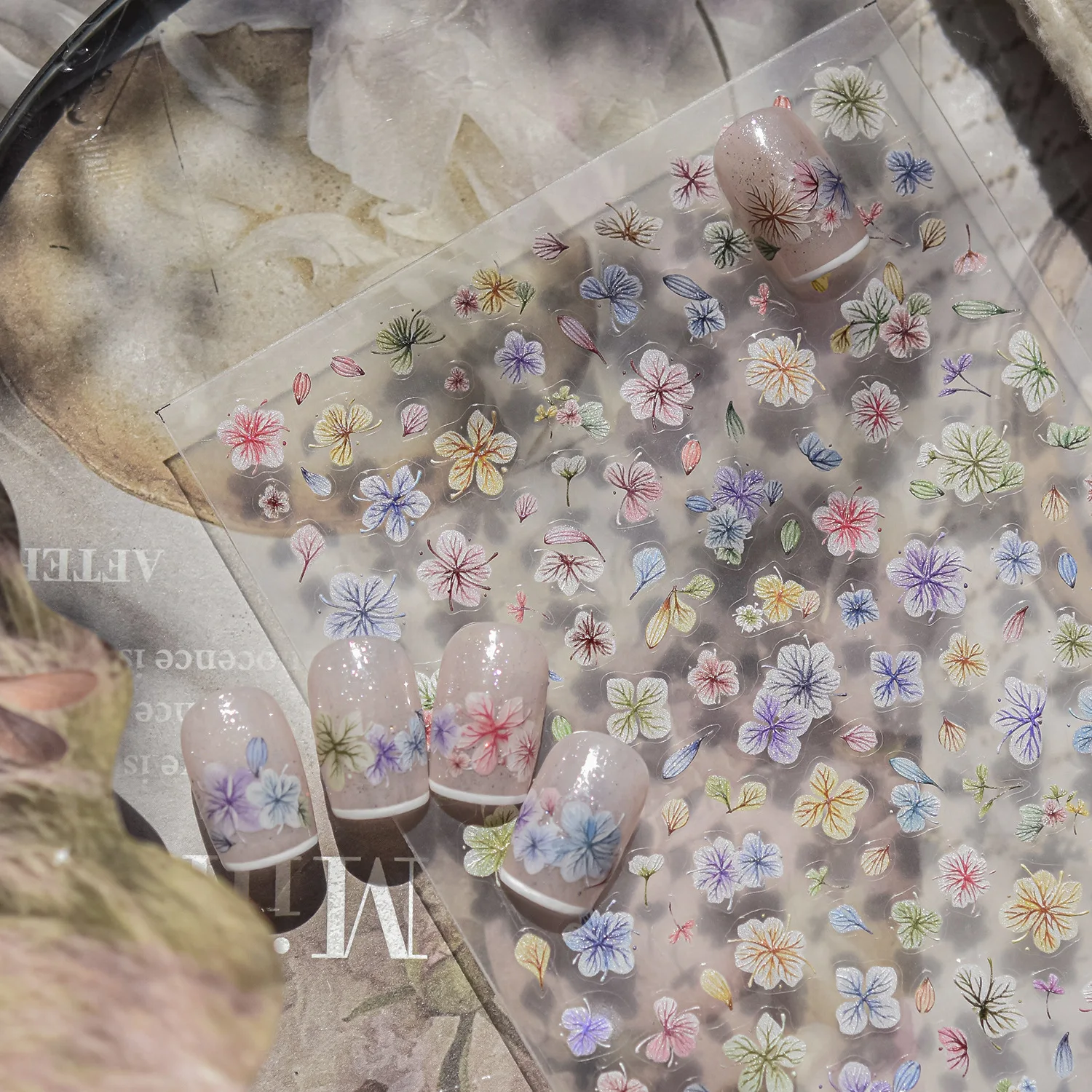 1 قطعة 5D تنقش الجافة زهرة مسمار الفن ملصقات محكم الزهور ذاتية اللصق مسمار السحر ملصق DIY بها بنفسك مسمار الفن زينة الشارات #6