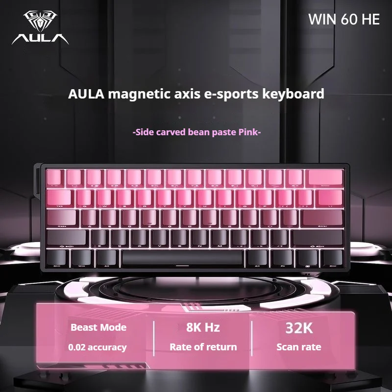 AULA Win60he Magnetic Axis Mechanical Keyboard Side Carving RT 8Khz Hot Swappable Customized RGB Esports Fps Gaming Keyboard