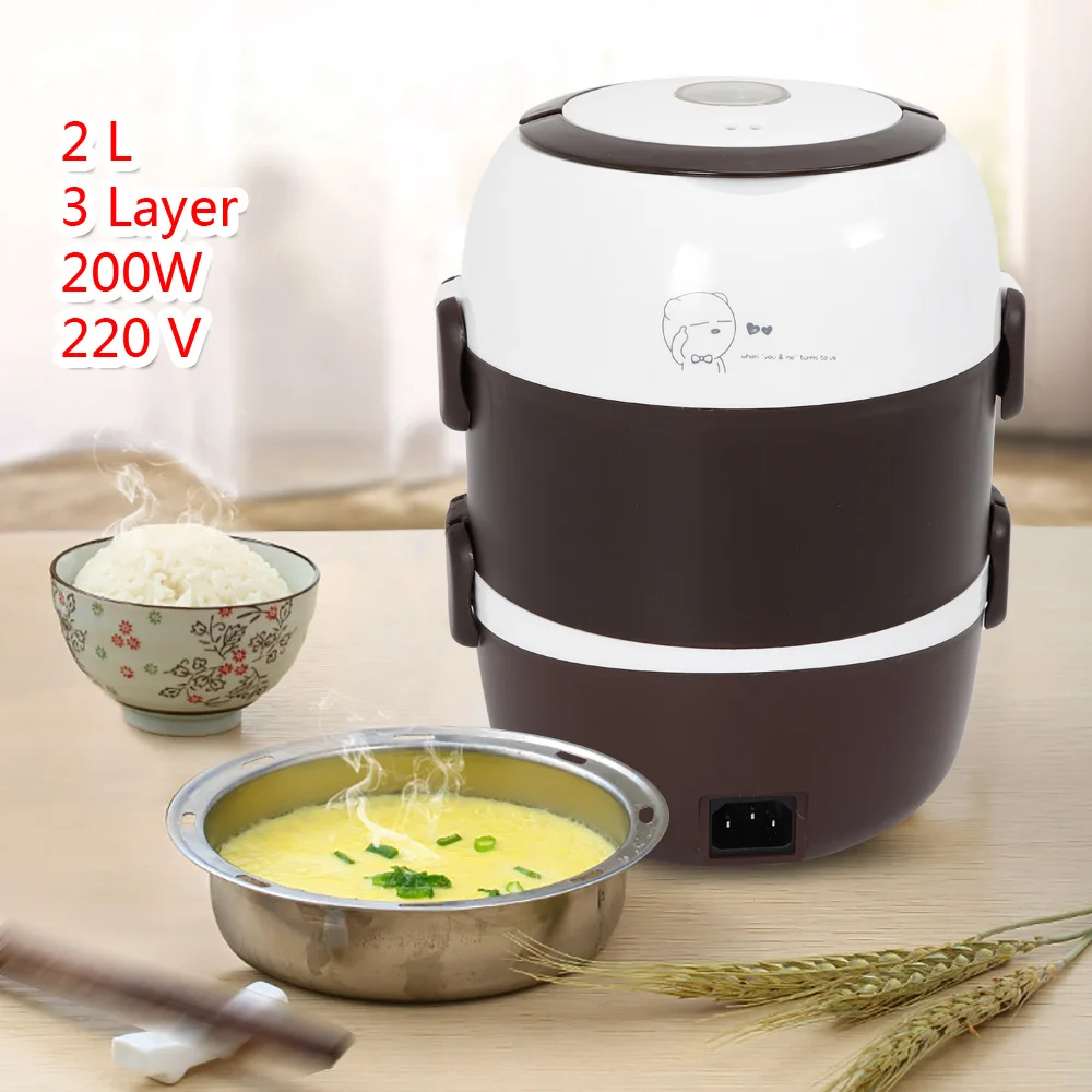 Electric lunch box Students small bento rice cooker steaming hot rice machine with insulated lunch box stainless steel