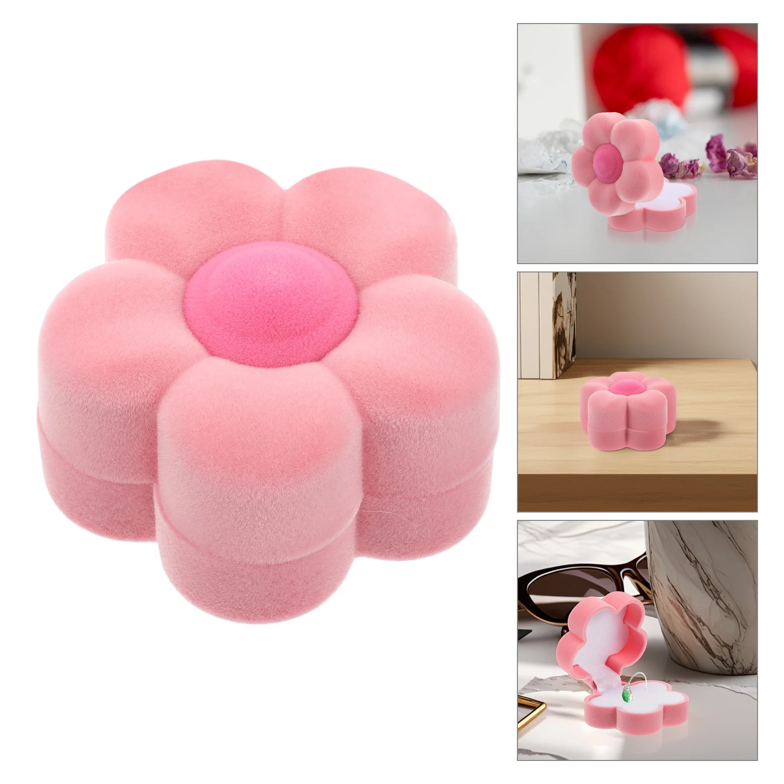 

Flower Shaped Ring Box Jewelry Holder For Engagement Wedding Proposal Travel Storage Display Floral Ring Presentation Case