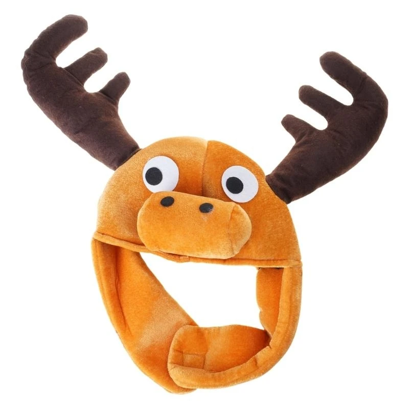 

DXAE Cartoon Moose Hat Plush Animal Headgear Hat for Birthday and Theme Event