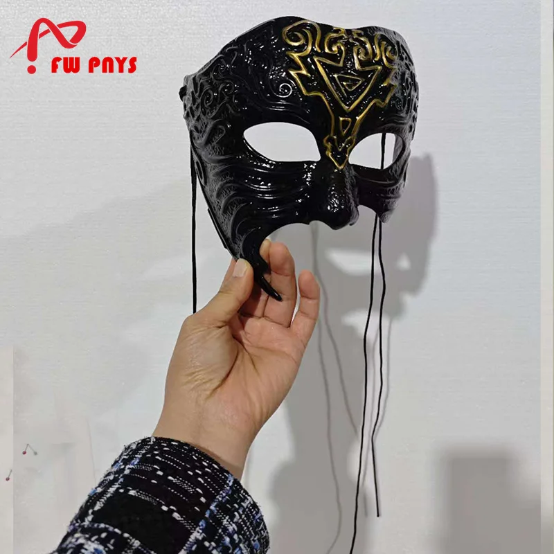 Resin Halloween Movie Mask Mysterious Man Ancient Xiashi Half Face Mask Masquerade Party Dress Up Carnival Gift