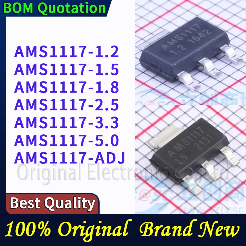 

20 шт./лот AMS1117-1.2 AMS1117-1.5 AMS1117-1.8 AMS1117-2.5 AMS1117-3.3 AMS1117-5.0 AMS1117-ADJ В наличии Оригинальные высококачественные компоненты