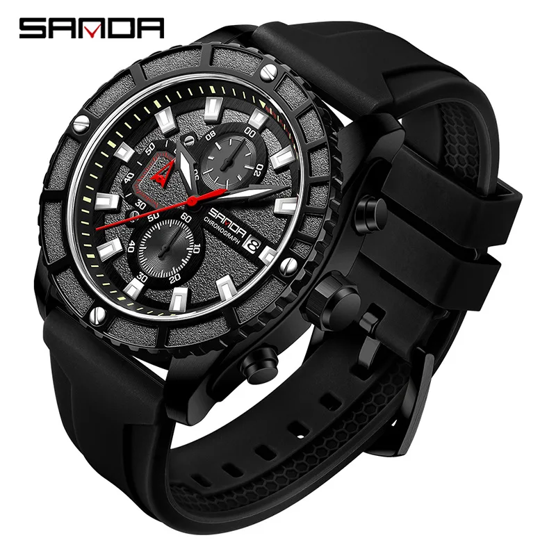 2023 Top New Fashion SANDA Top Brand Business Watch For Men Casual Waterproof Quartz Wristwatch Date Stopwatch Sport Male Clock