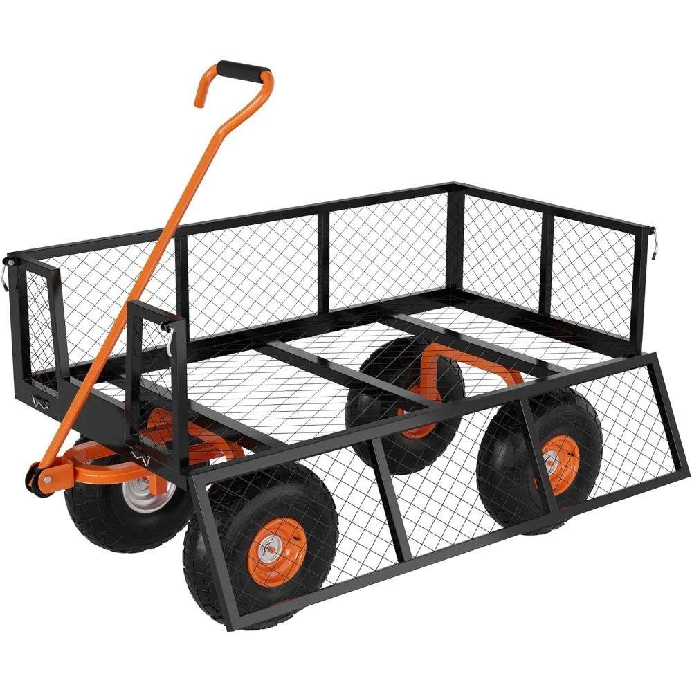 

Heavy Duty ATV Dump Cart, 1500 Lbs HD Agricultural Trailer with Removable Sides, 15 Cubic Feet Garden Utility