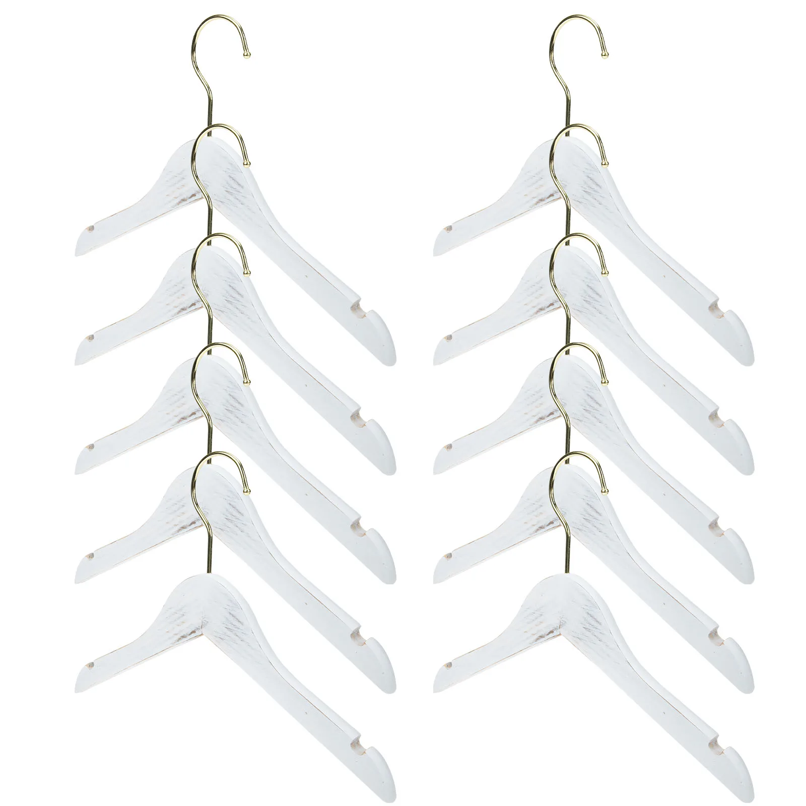 

10pcs Old White Clothes Hangers Wooden Iron Kids Closet Rack Baby Infant Infant Hangers Non Slip Storage